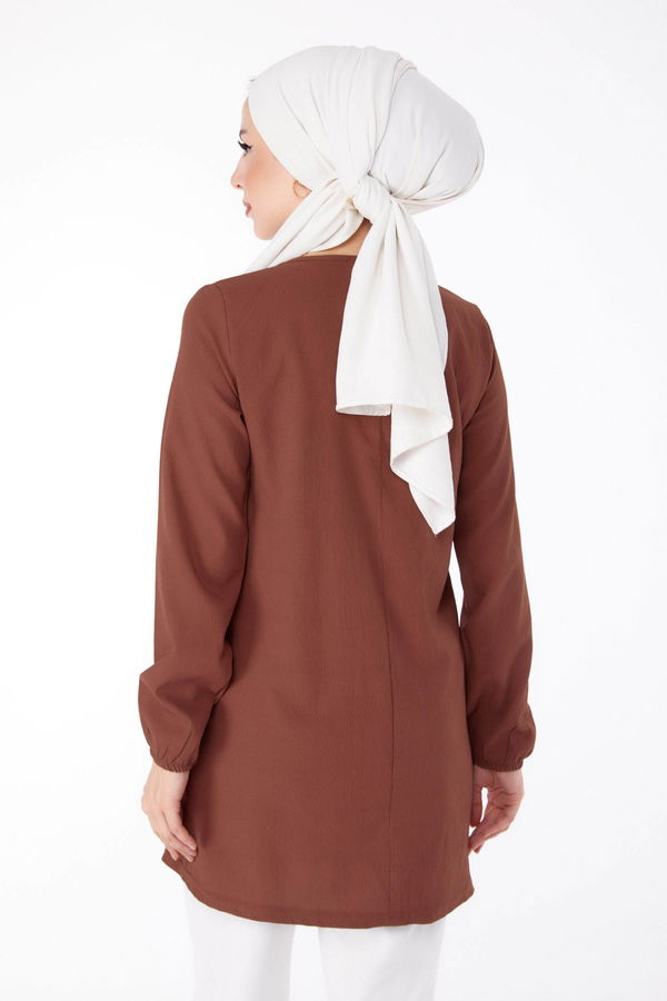 Nakışlı Tunik Kahve - 13185