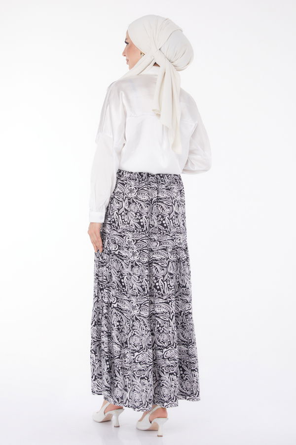 Desenli Etek Beyaz - 25793