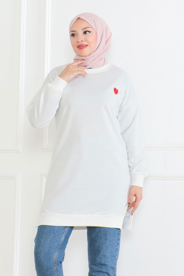 Kalpli Tunik Beyaz - 26604