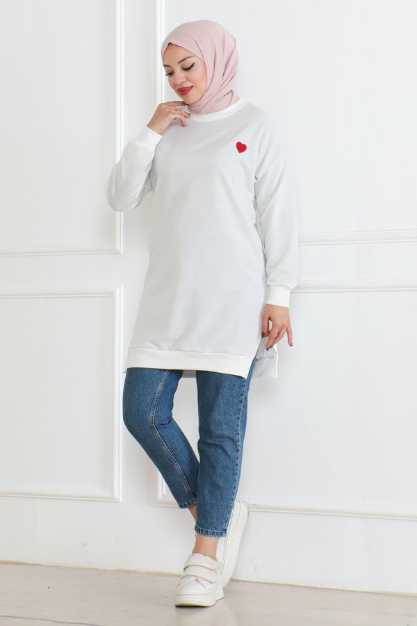 Kalpli Tunik Beyaz - 26604
