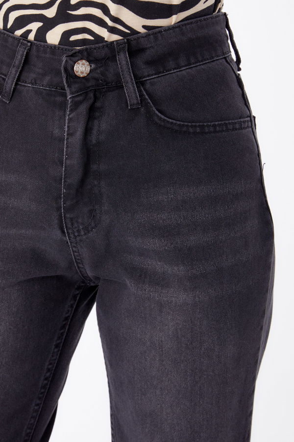 Kot Pantolon Yüksek Bel Mom Jeans Füme - 25178