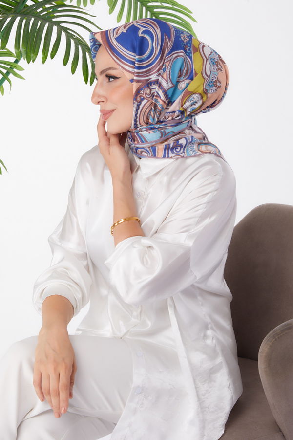Desenli Eşarp Kahve - 25973