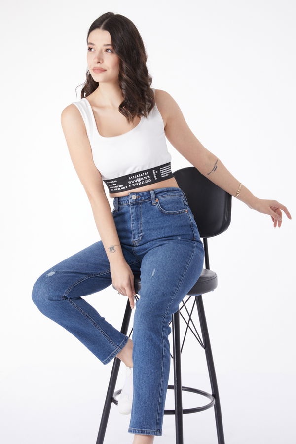 Mam Jeans Kot Pantolon Mavi - 50005