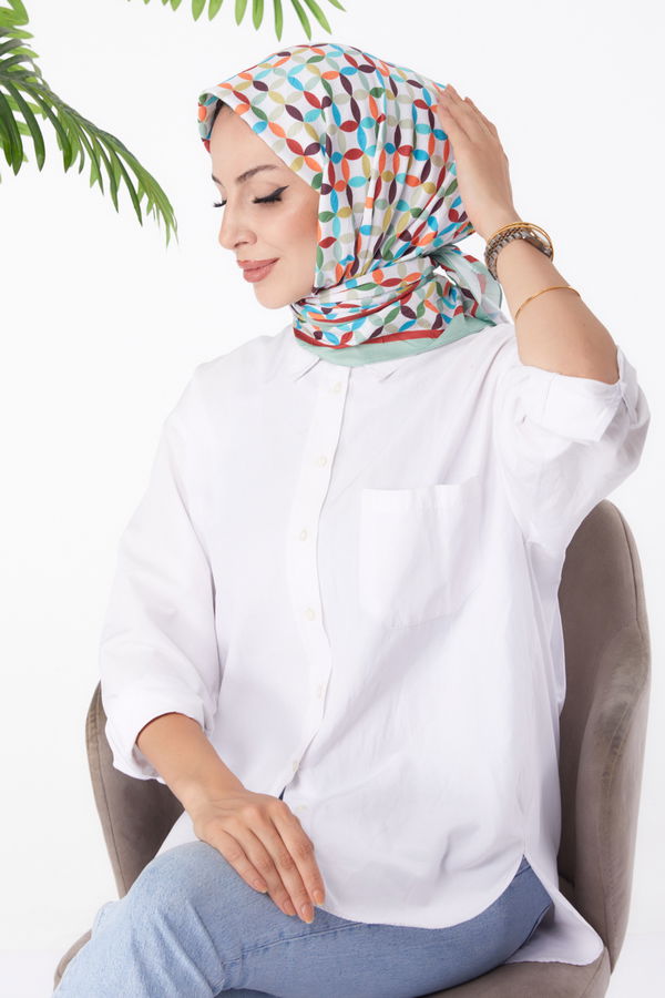 Desenli Eşarp Mint - 26155