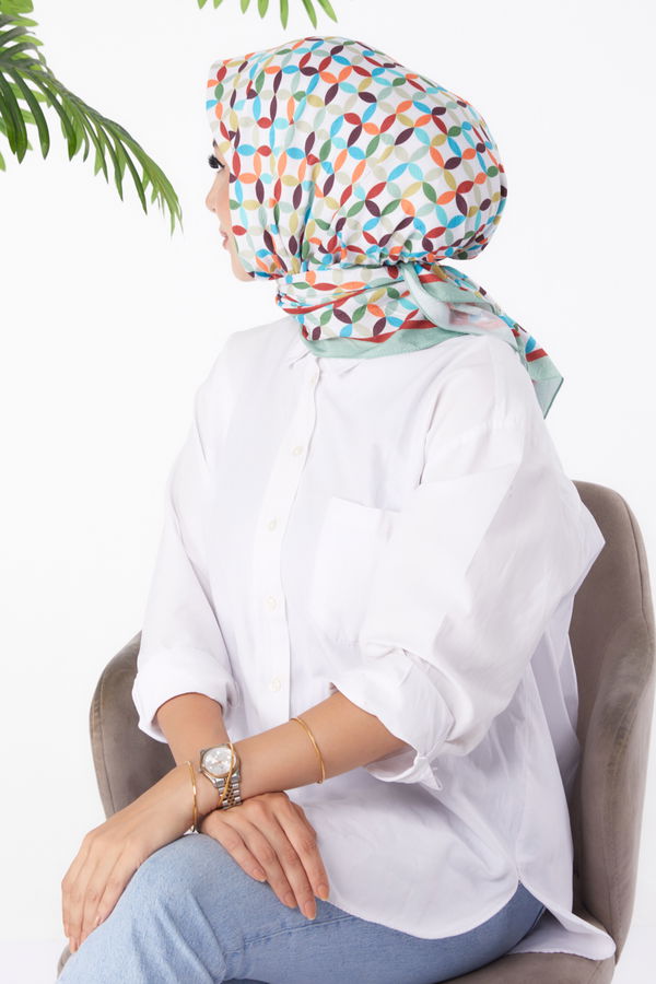 Desenli Eşarp Mint - 26155