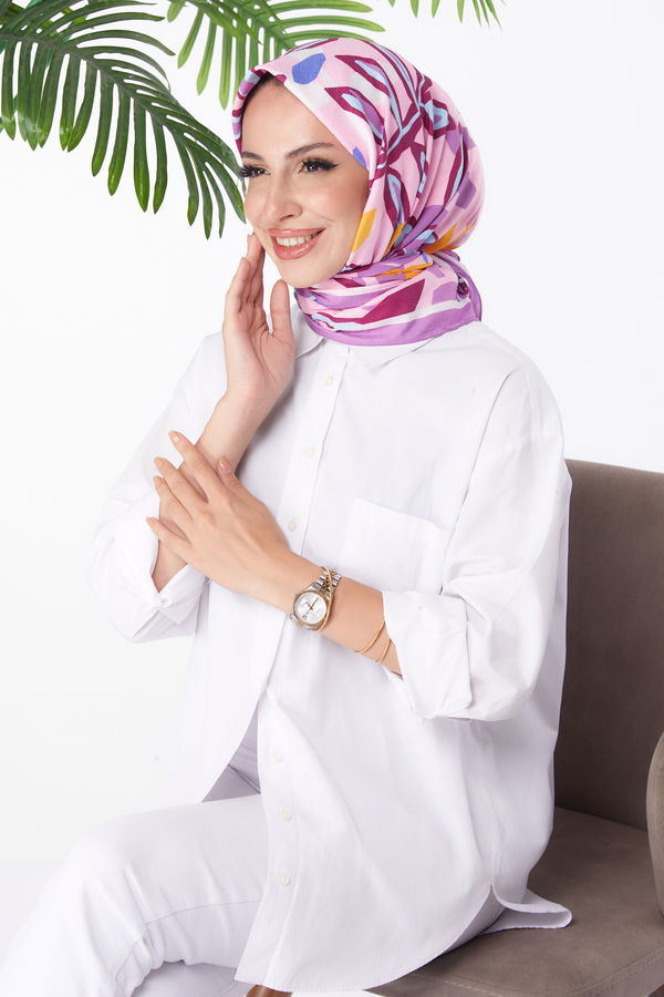 Desenli Eşarp Pembe - 26159