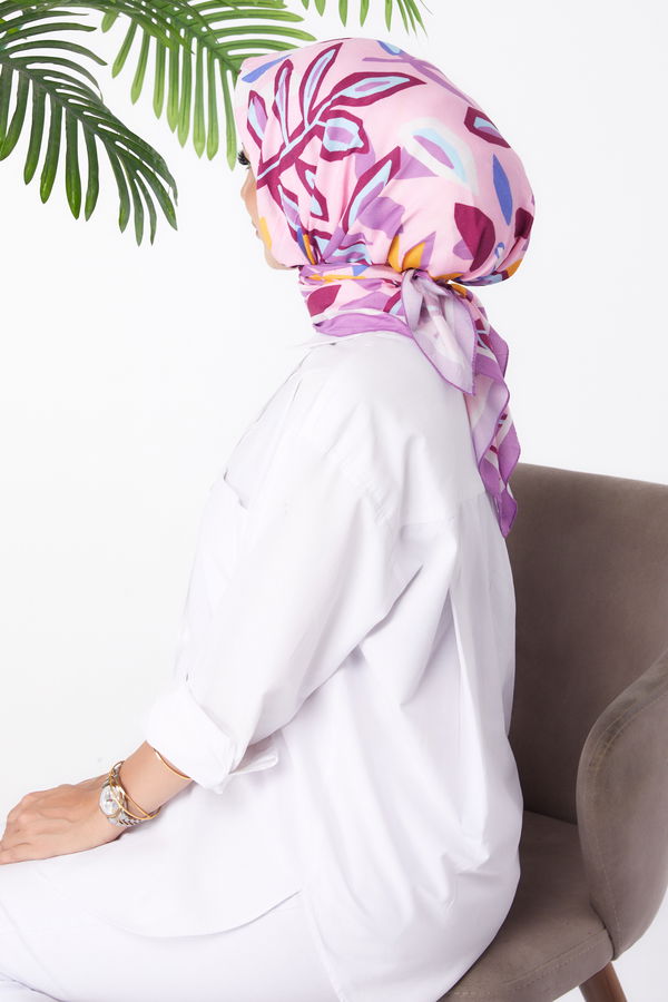 Desenli Eşarp Pembe - 26159