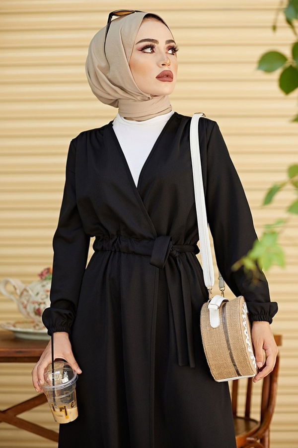 Belden Bağlamalı Hırka Siyah - 26586