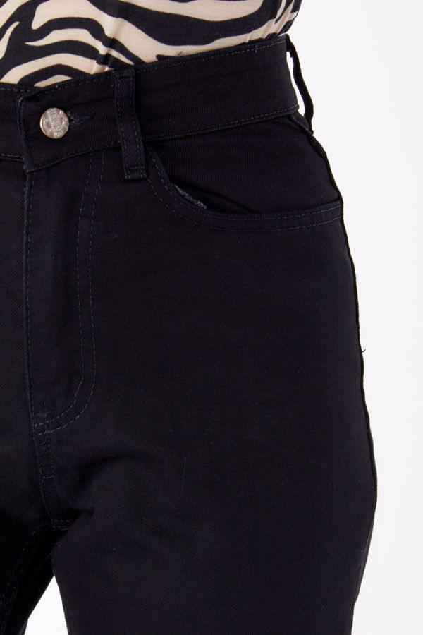 Kot Pantolon Yüksek Bel Mom Jeans Siyah - 25177