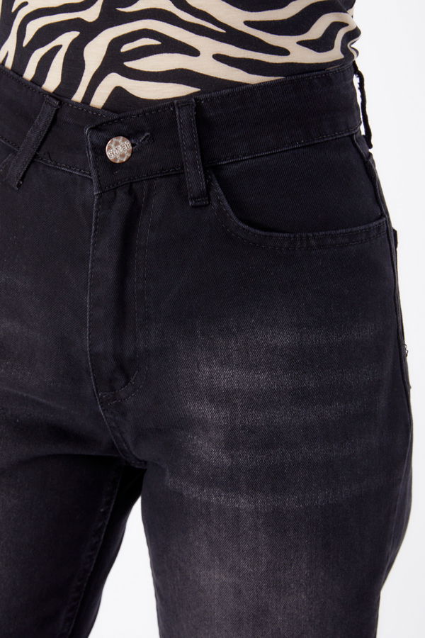 Kot Pantolon Yüksek Bel Mom Jeans Siyah - 25178