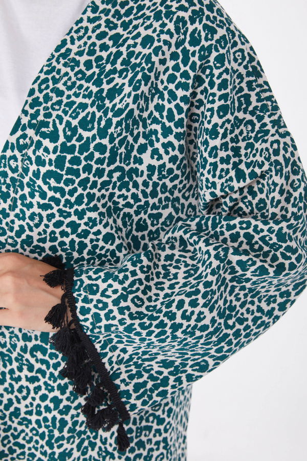 Püsküllü Kimono Zümrüt - 13213