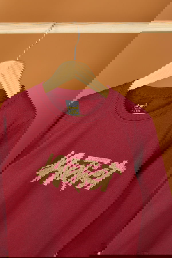 Erkek Çocuk Bordo Nakışlı Sweatshirt - 26553