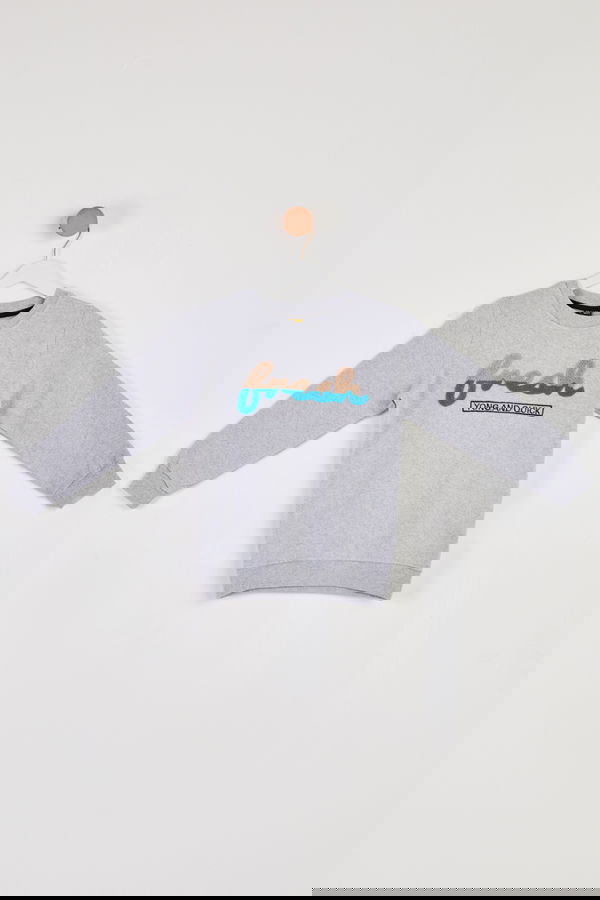 Erkek Çocuk Gri Baskılı Sweatshirt - 26438