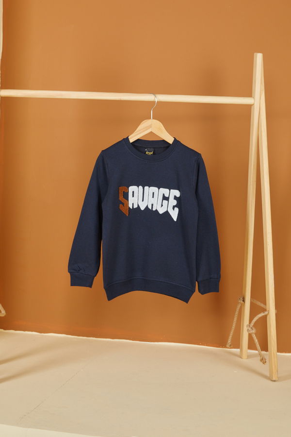 Erkek Çocuk Lacivert Nakışlı Sweatshirt - 26554
