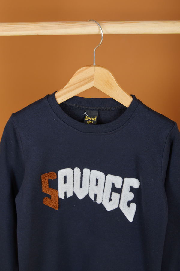 Erkek Çocuk Lacivert Nakışlı Sweatshirt - 26554