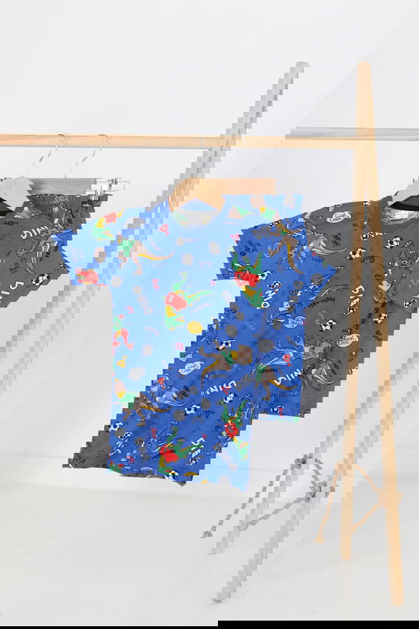 Erkek Çocuk Saks Desenli Şortlu Takım - 27170