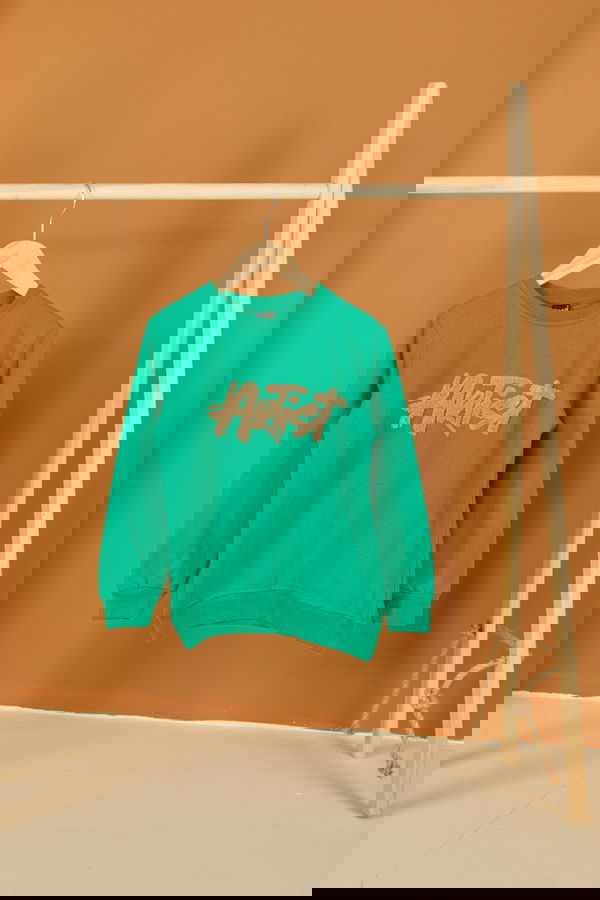 Erkek Çocuk Yesil Nakışlı Sweatshirt - 26553