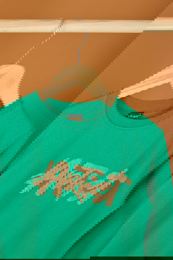 Erkek Çocuk Yesil Nakışlı Sweatshirt - 26553