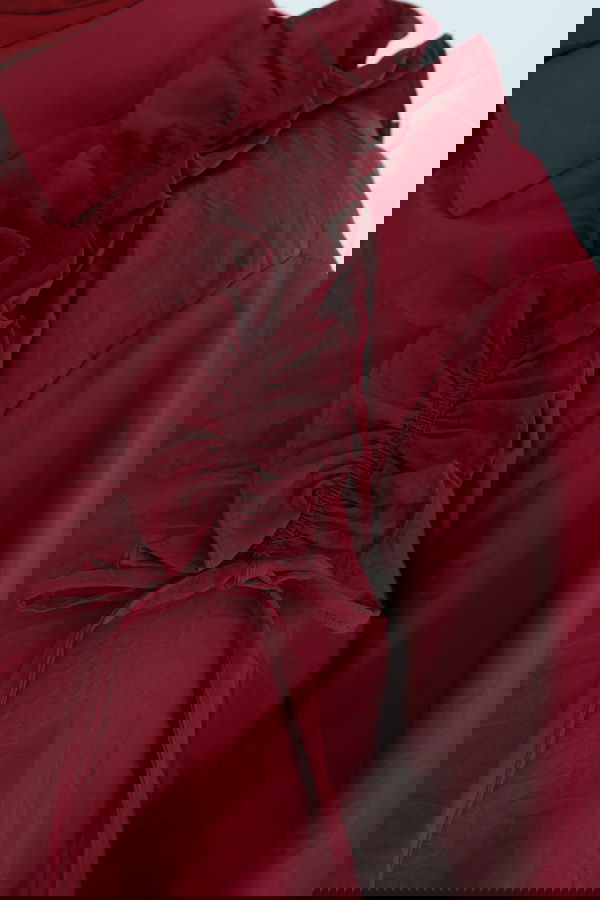Fırfır Detaylı Tunik Bordo - 27274