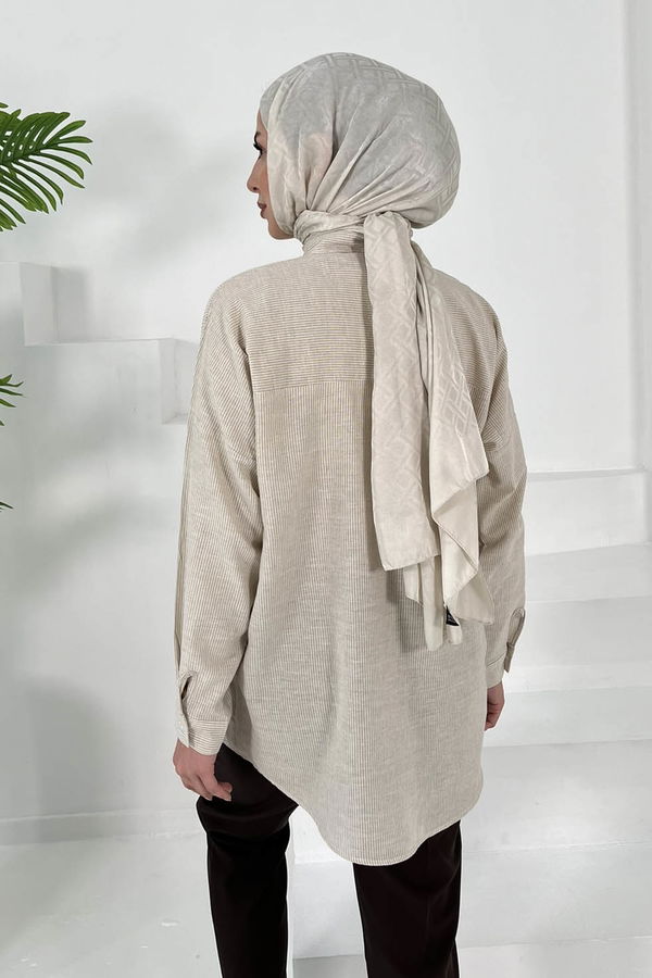 Fiyonk Nakışlı Tunik Bej - 27035