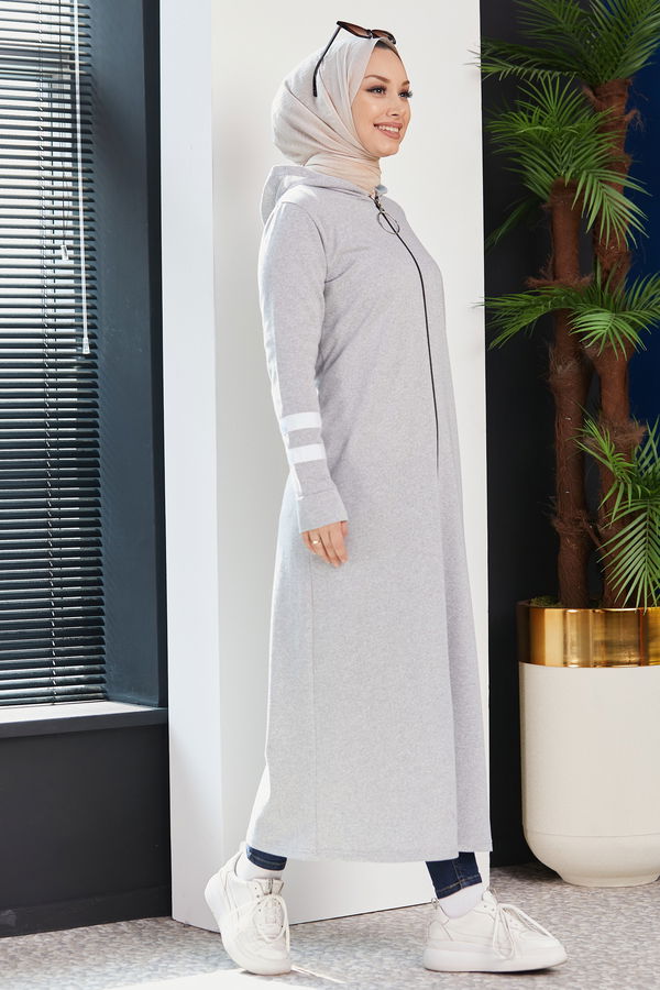Garnished Abaya Gray - 3521