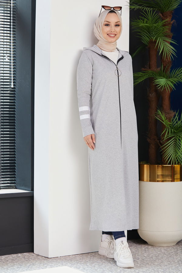 Garnished Abaya Gray - 3521