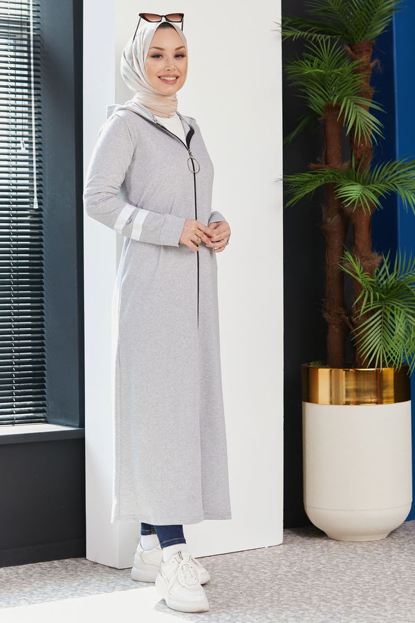 Garnished Abaya Gray - 3521