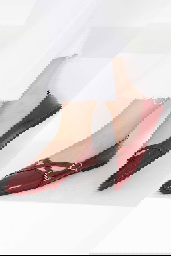 Kadın Bordo Çapraz Rugan Babet - 27398