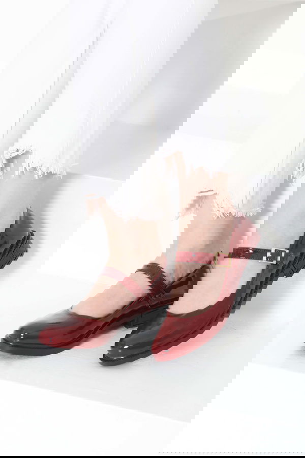 Kadın Bordo Jane Kemer Detaylı Loafer Ayakkabı - 27145