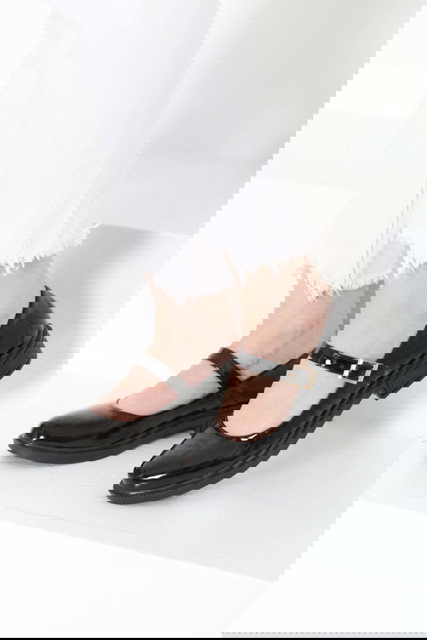 Kadın Mad Siyah Jane Kemer Detaylı Loafer Ayakkabı - 27145