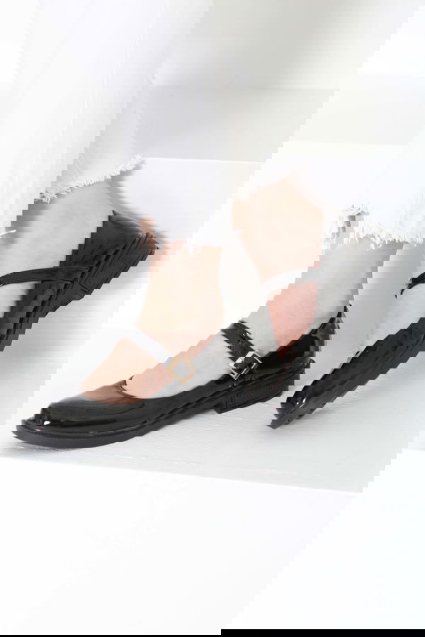 Kadın Mad Siyah Jane Kemer Detaylı Loafer Ayakkabı - 27145