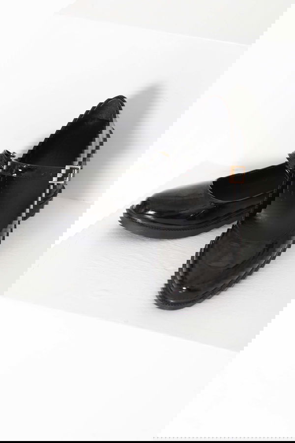 Kadın Mad Siyah Jane Kemer Detaylı Loafer Ayakkabı - 27145