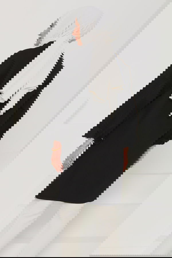 Kadın Oversize Kuş Gözü Cepli Kot Ceket Siyah - 26579