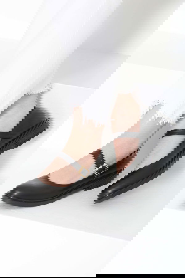 Kadın Siyah Jane Kemer Detaylı Loafer Ayakkabı - 27145