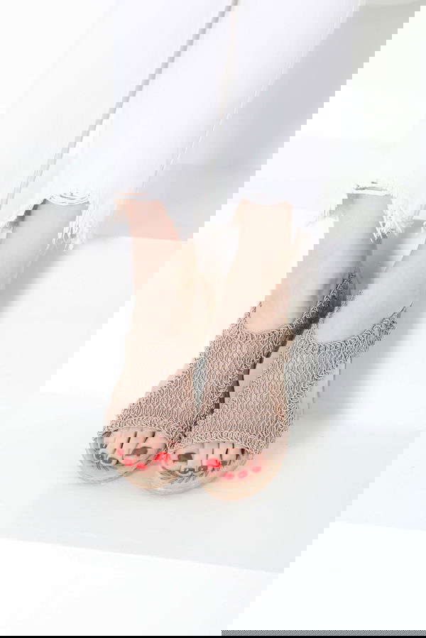 Kadın Vizon Nakış Hasırlı Sandalet - 27156