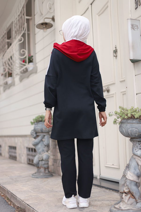 Kapşonlu Tunik Pantolon Bordo - 4129