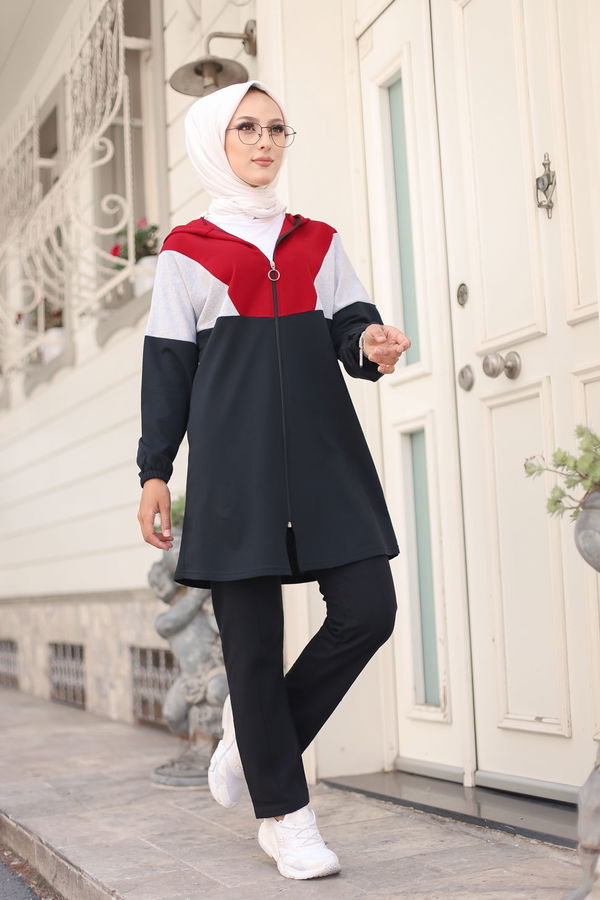 Kapşonlu Tunik Pantolon Bordo - 4129