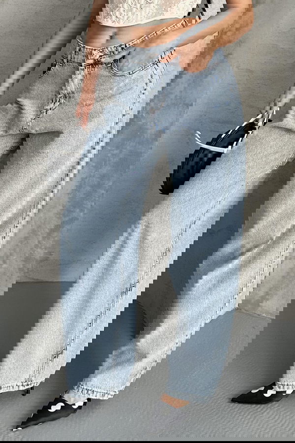 Kar Yıkamalı Baggy Kot Pantolon - 27269