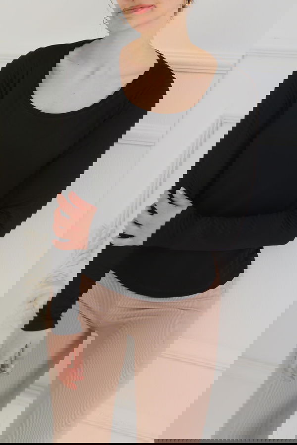 Kare Yaka Viskon Badi Siyah - 26824