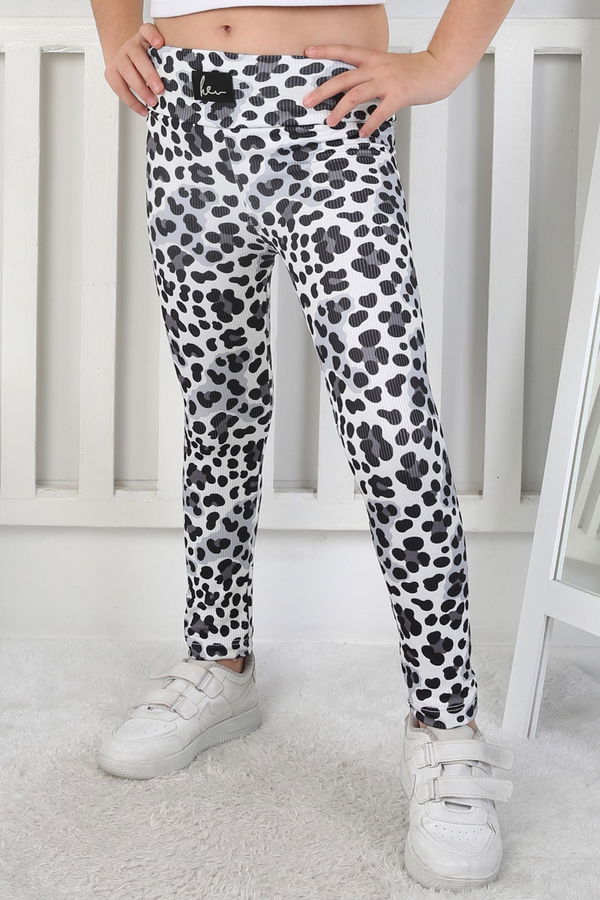 Kız Çocuk Füme Leopar Desenli Tayt - 26802
