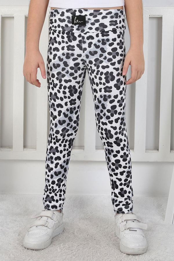 Kız Çocuk Füme Leopar Desenli Tayt - 26802