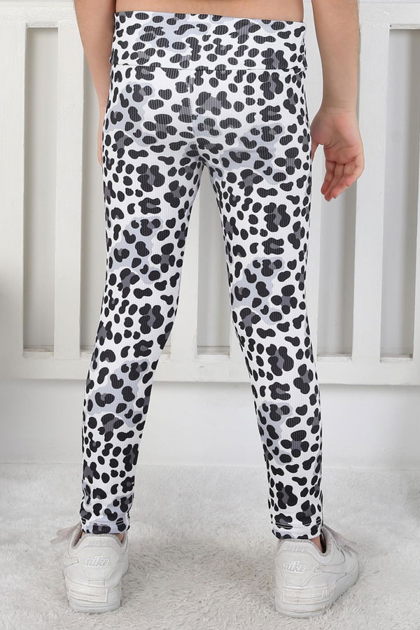 Kız Çocuk Füme Leopar Desenli Tayt - 26802