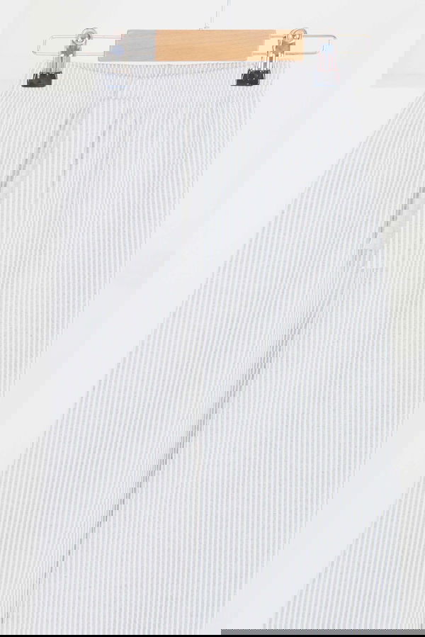 Kız Çocuk Gri Çizgili Beli Lastikli Pantolon - 27448