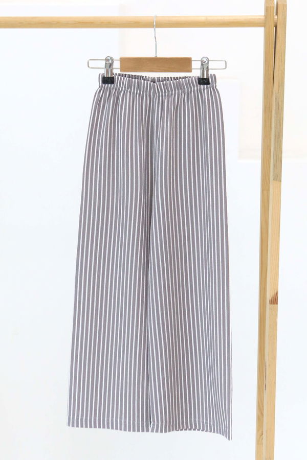 Kız Çocuk Gri Çizgili Pantolon - 27306