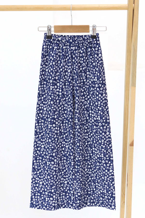 Kız Çocuk Lacivert Çiçek Desenli Pantolon - 27307