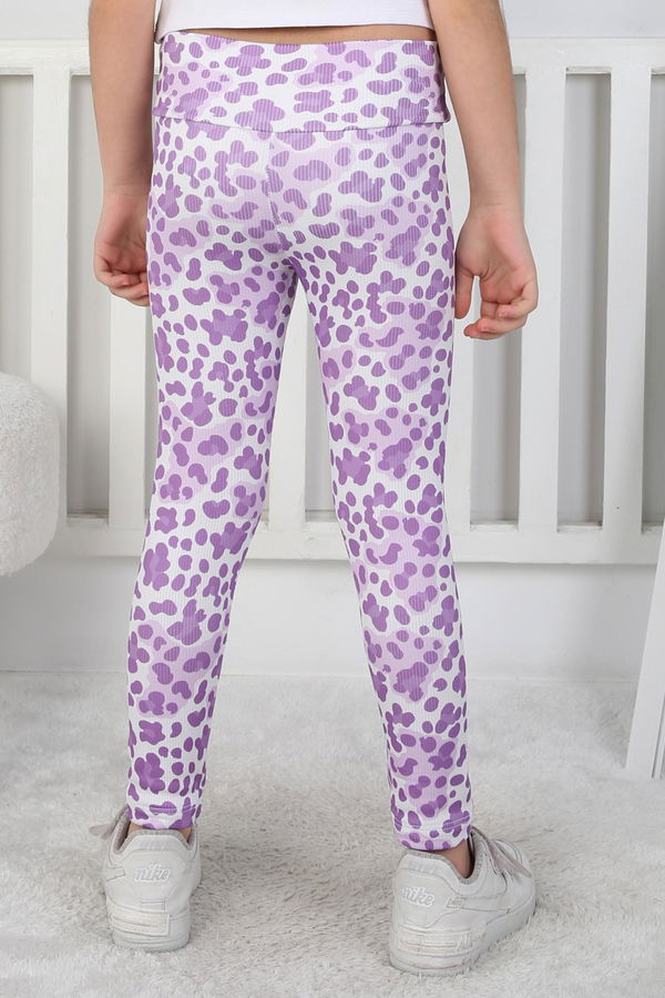 Kız Çocuk Lila Leopar Desenli Tayt - 26802