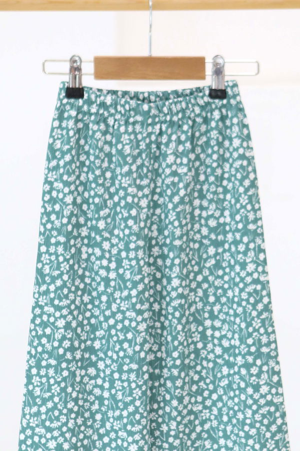 Kız Çocuk Mint Çiçek Desenli Pantolon - 27307