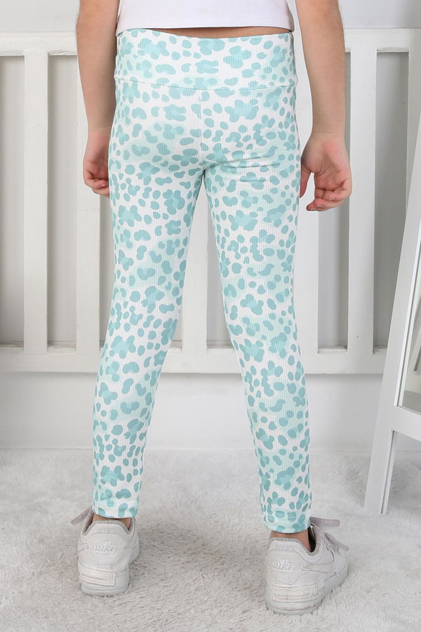 Kız Çocuk Mint Leopar Desenli Tayt - 26802