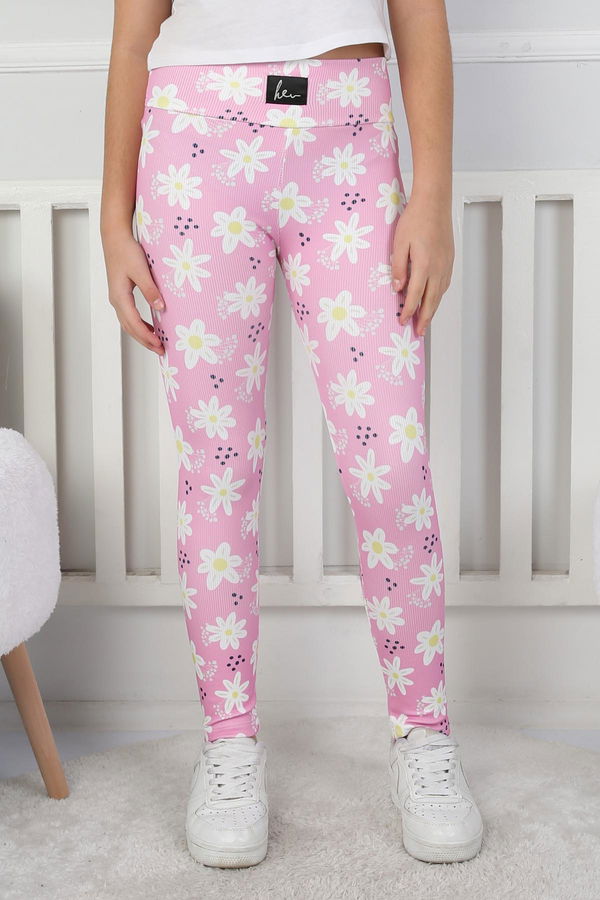 Kız Çocuk Pembe Çiçekli Kız Çocuk Tayt - 26716