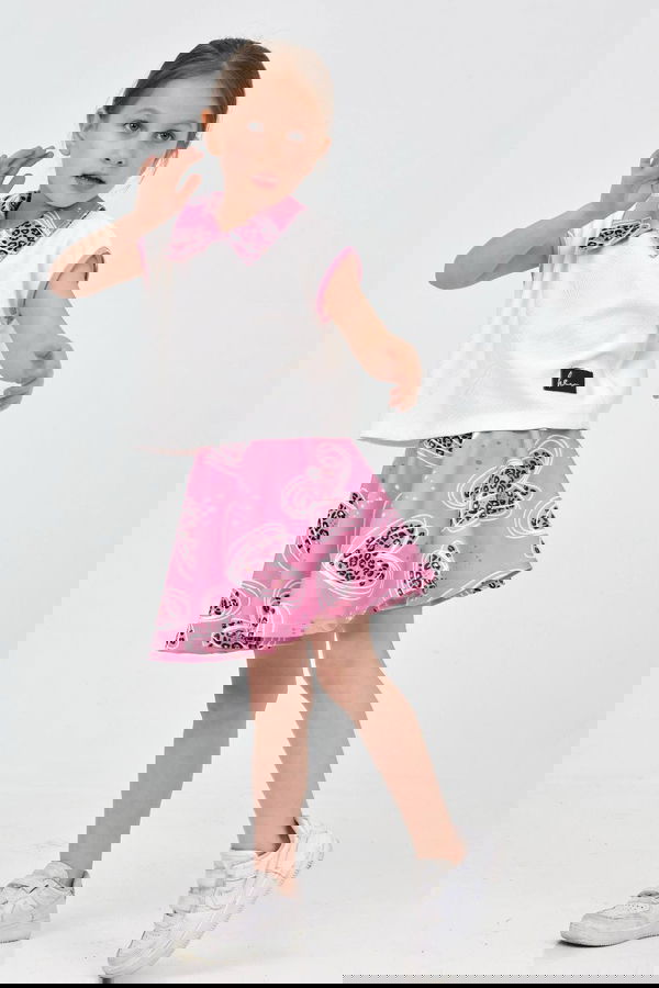 Kız Çocuk Pembe Etekli Takım - 27221